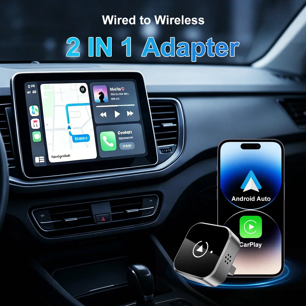 Adaptador Wireless CarPlay e Android Auto — Condução sem fios